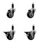Service Caster 3'' Black Poly Wheel Swivel 1-1/8'' Expanding Stem Caster Set 2 Brakes, 4PK SCC-EX20S314-PPUB-BLK-2-PLB-2-118 - alternate 1